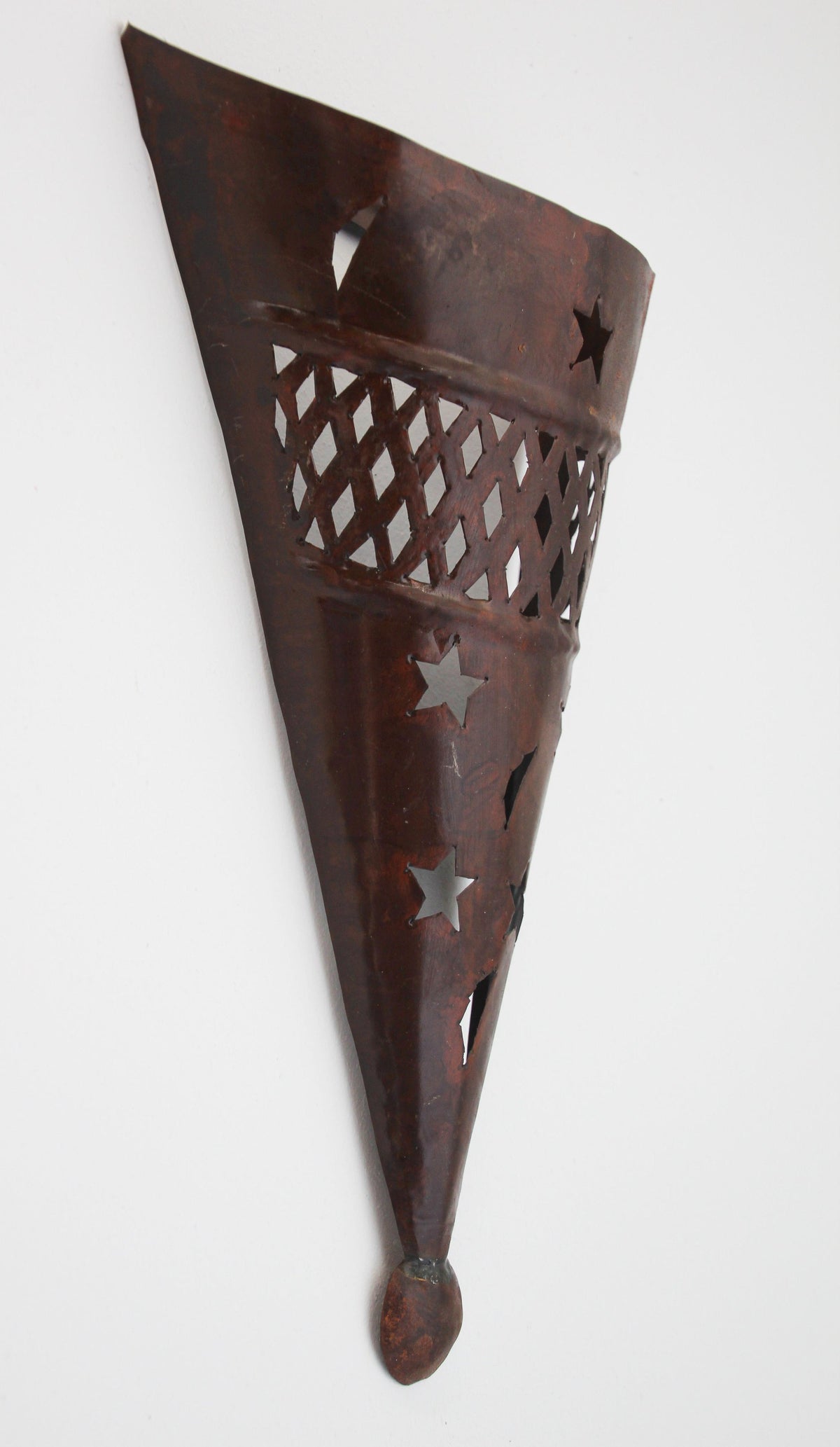 Moroccan Moorish Pierced Metal Wall Sconce Shade with Stars and Crescents – view 3