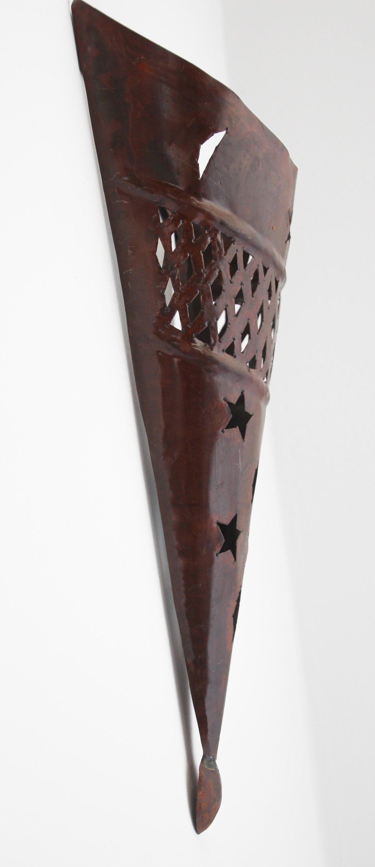 Moroccan Moorish Pierced Metal Wall Sconce Shade with Stars and Crescents – view 9