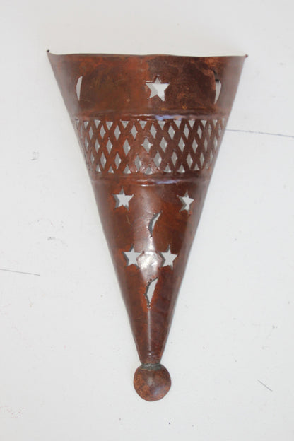 Moroccan Moorish Pierced Metal Wall Sconce Shade with Stars and Crescents – view 10