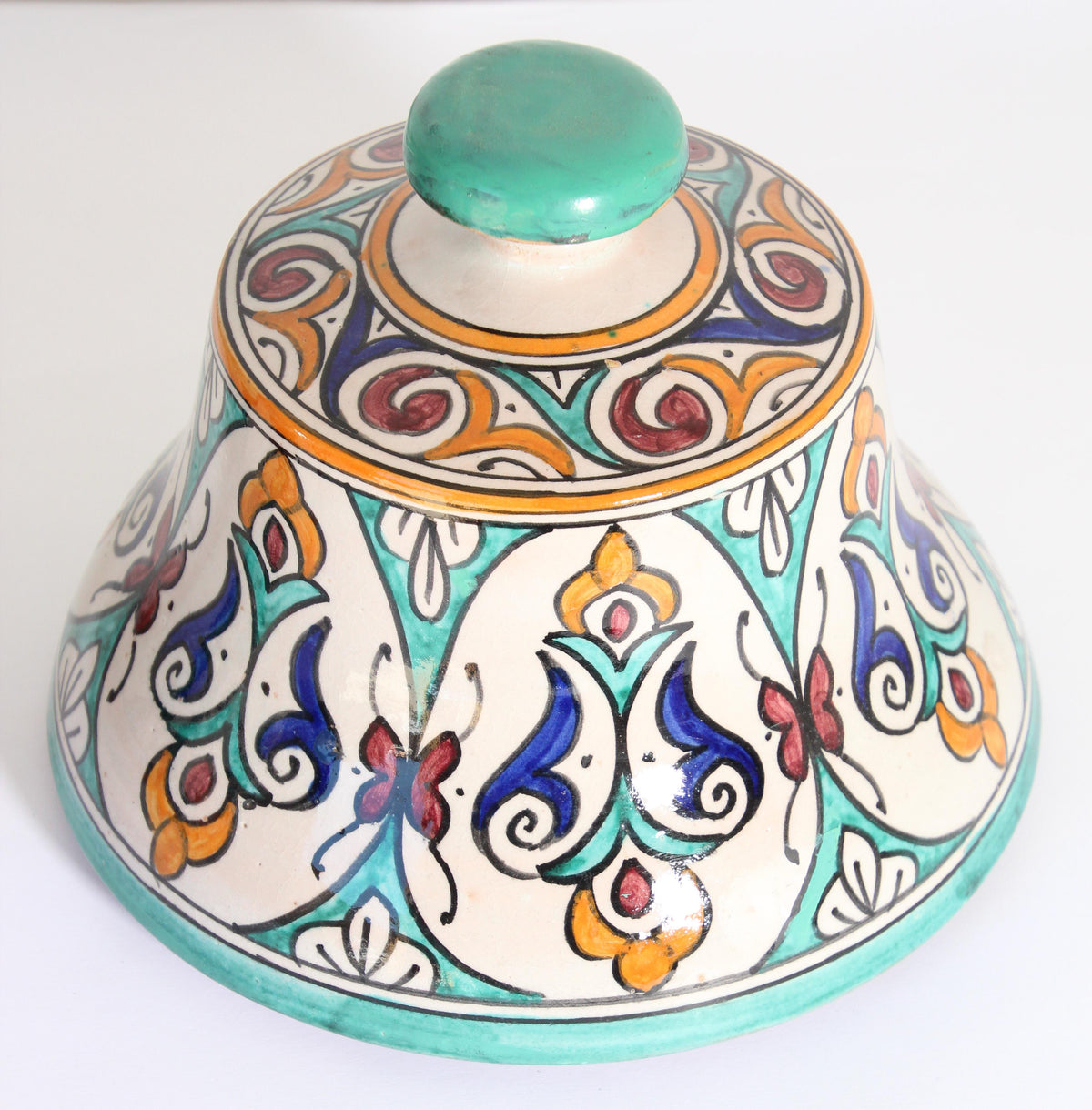 Glazed Moorish Ceramic Covered Jar Handcrafted in Fez Morocco — additional view 12