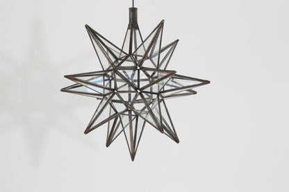 Moroccan Clear Glass and Metal Moravian Star Shape Lantern Pendant – view 2