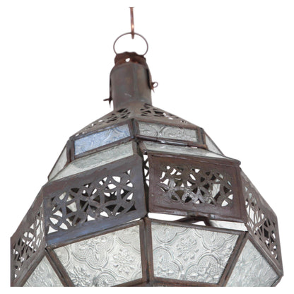 Handcrafted Moroccan Metal Lantern with Clear Glass, Octagonal Design – view 3