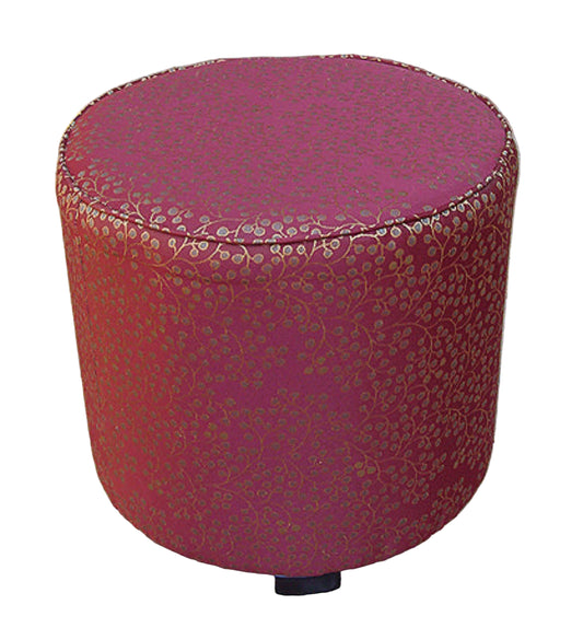 Moroccan Hand-Crafted Pouf in Red and Gold Fabric, Stool
