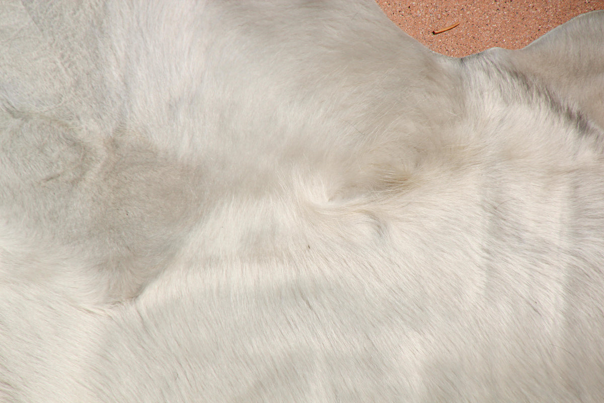 Hand-Crafted White Cowhide Rug from Argentina, Folk Art Style, 1980 — additional view 9