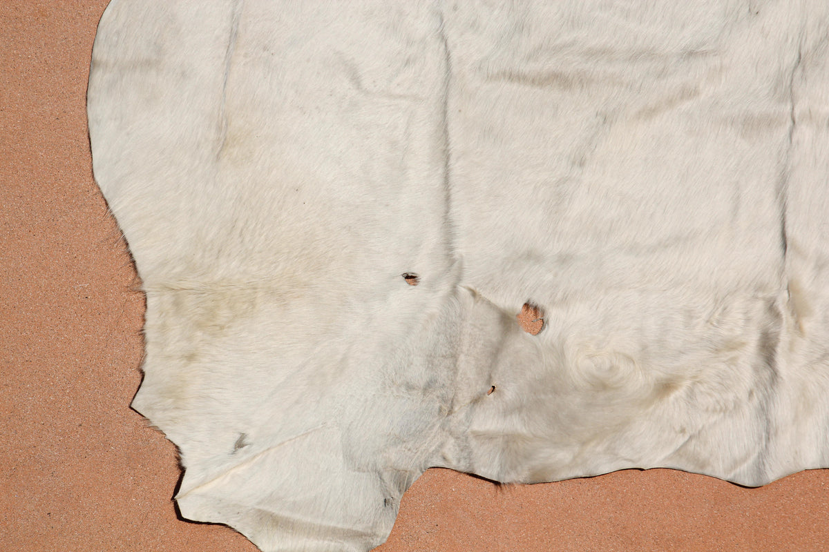 Hand-Crafted White Cowhide Rug from Argentina, Folk Art Style, 1980 — additional view 5