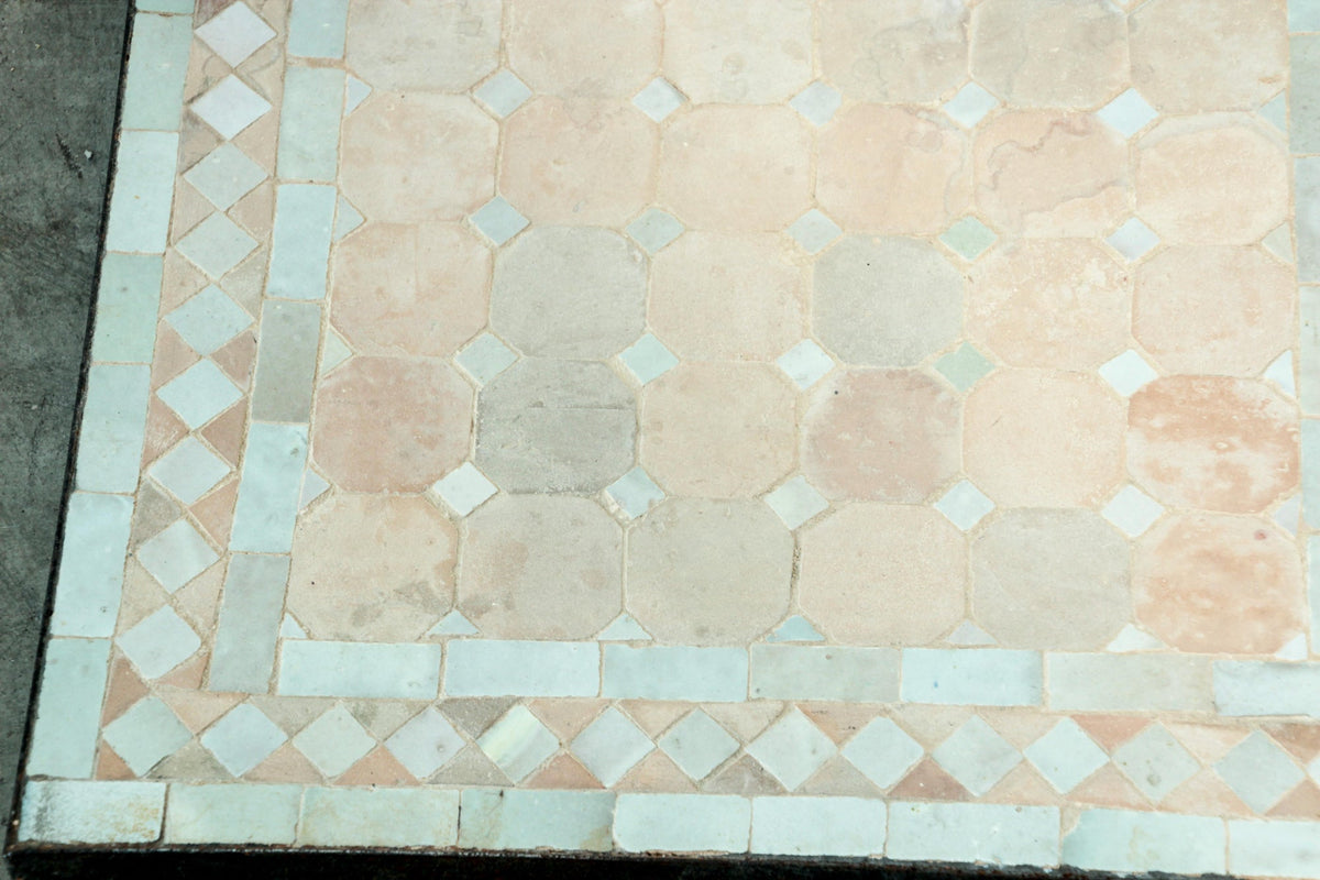 Moroccan Mosaic Tile Bistro Table with Wrought Iron Base – view 5