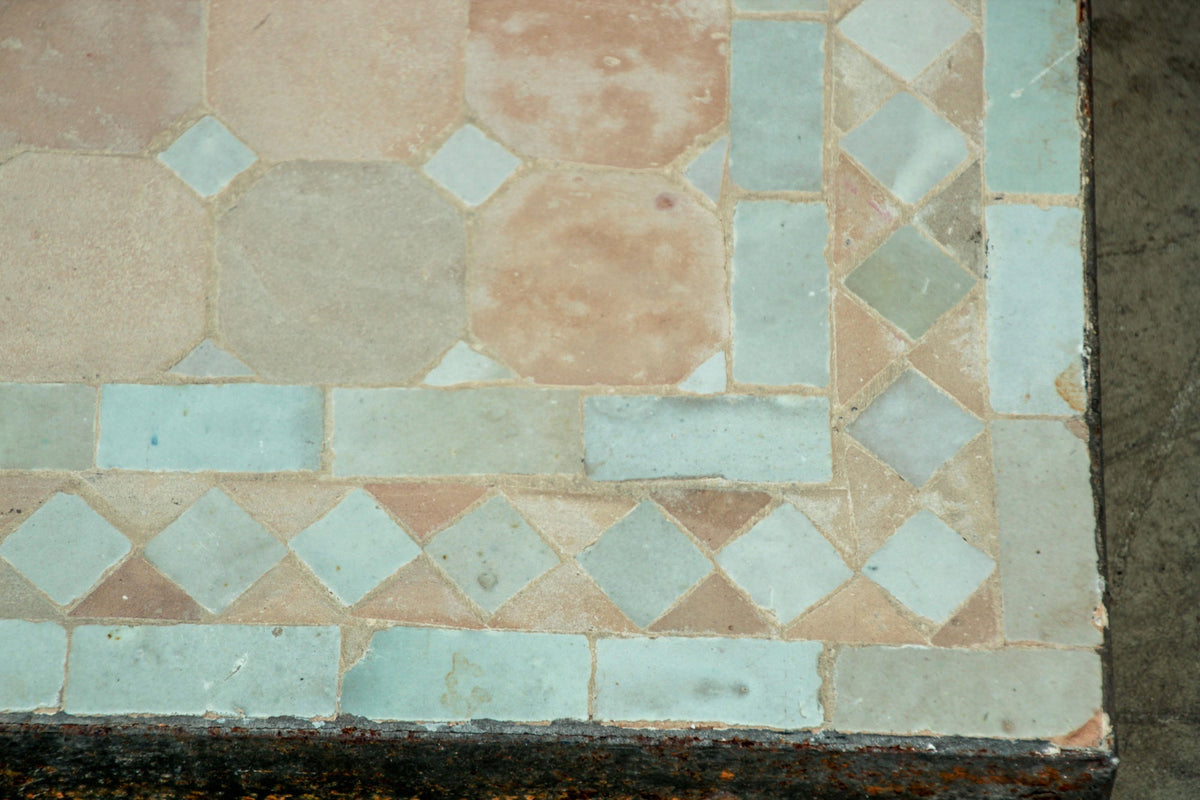 Moroccan Mosaic Tile Bistro Table with Wrought Iron Base – view 6