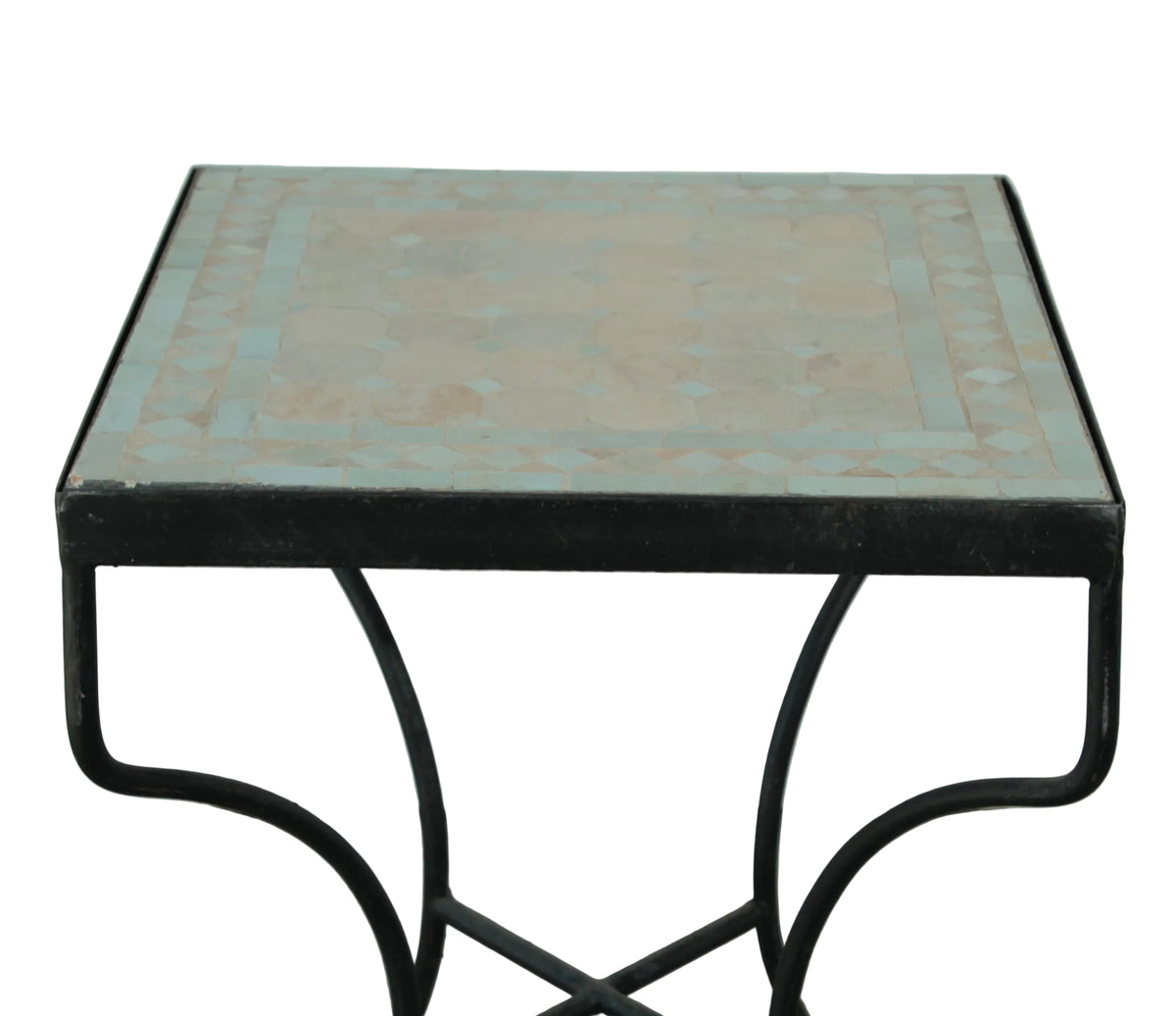Moroccan Mosaic Tile Bistro Table with Wrought Iron Base – view 9