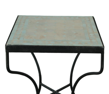 Moroccan Mosaic Tile Bistro Table with Wrought Iron Base – view 9