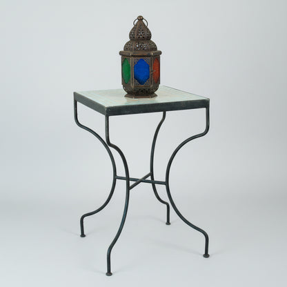Moroccan Mosaic Tile Bistro Table with Wrought Iron Base – view 2