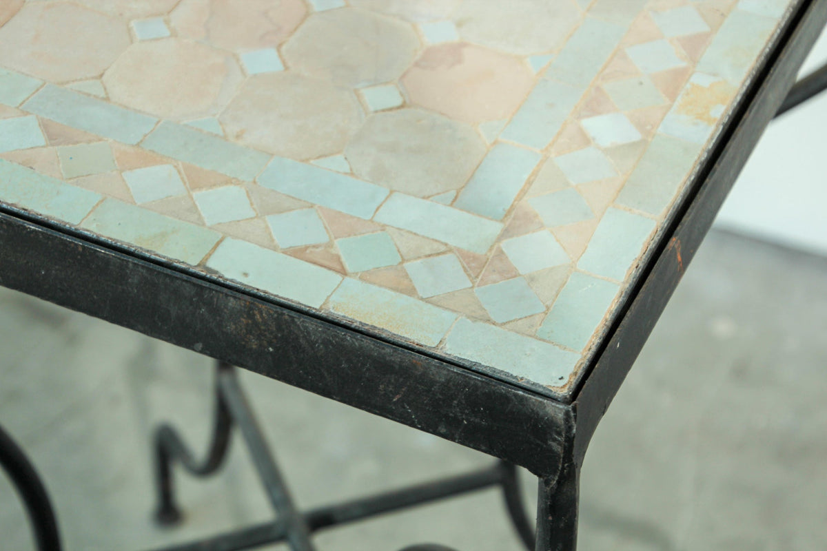 Moroccan Mosaic Tile Bistro Table with Wrought Iron Base – view 11