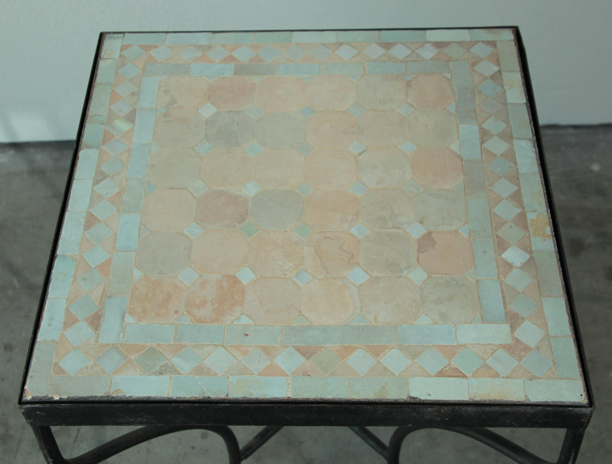 Moroccan Mosaic Tile Bistro Table with Wrought Iron Base – view 13