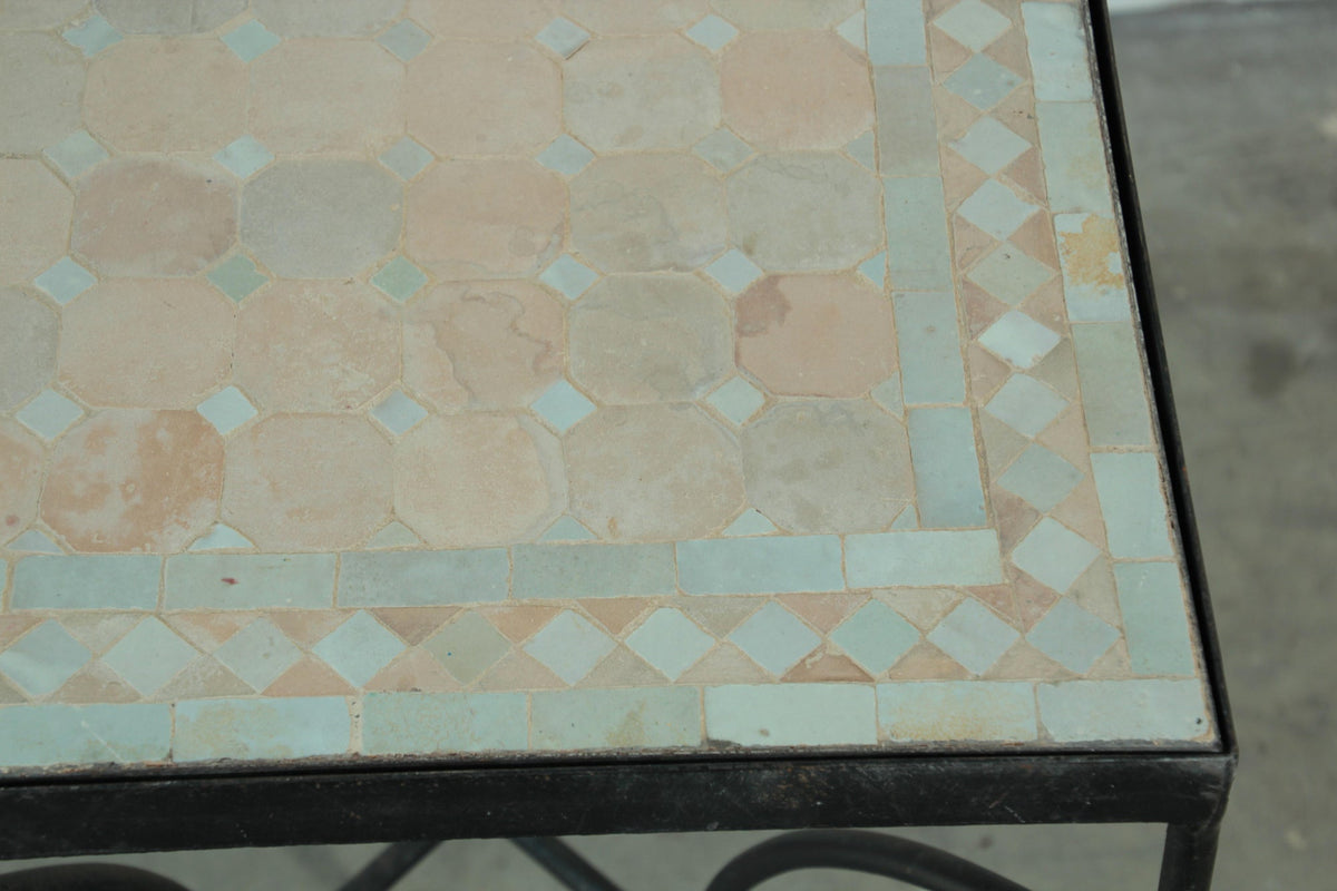 Moroccan Mosaic Tile Bistro Table with Wrought Iron Base – view 15