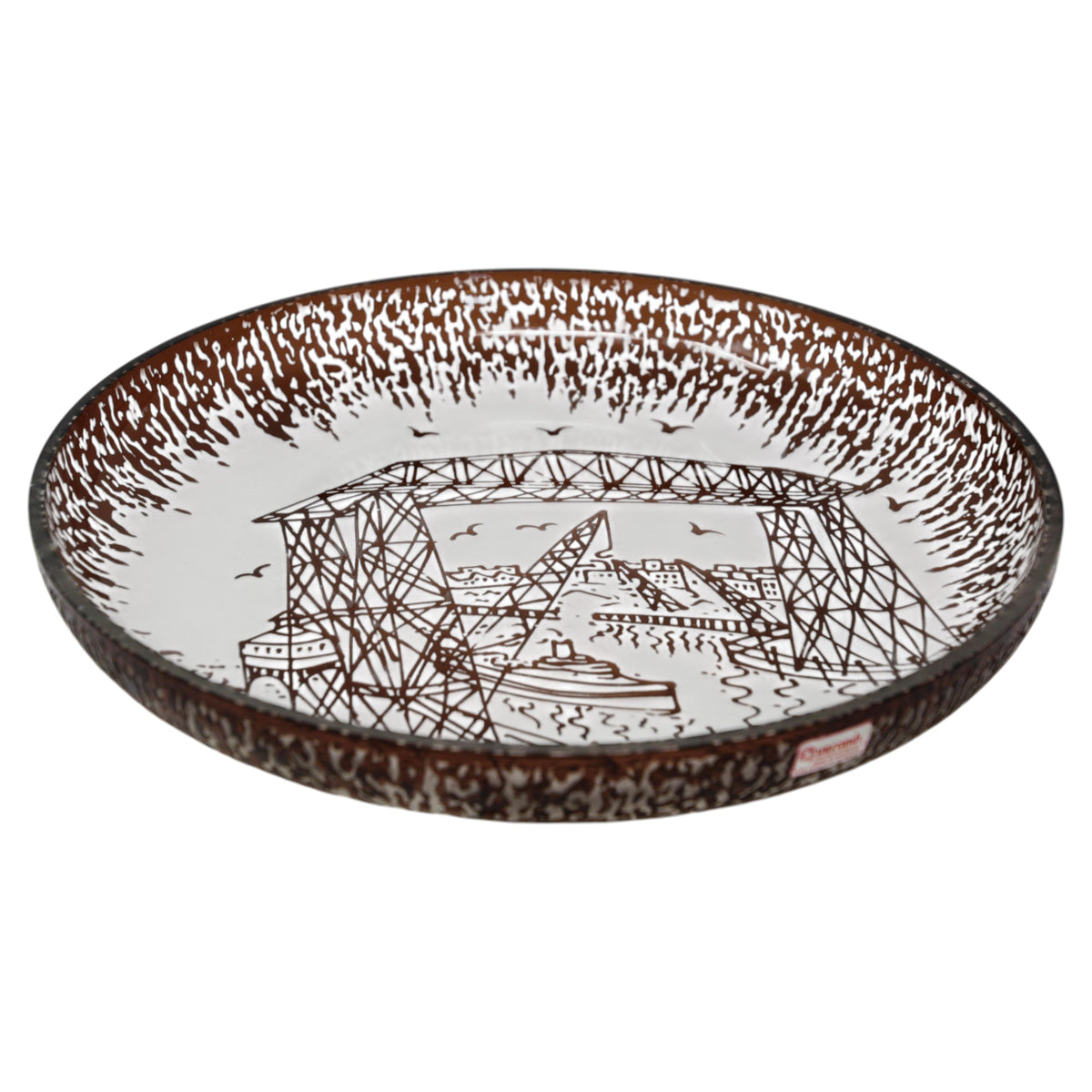 Querandi Hand Graved Art Glass Plate Bauhaus Industrial Style — additional view 3