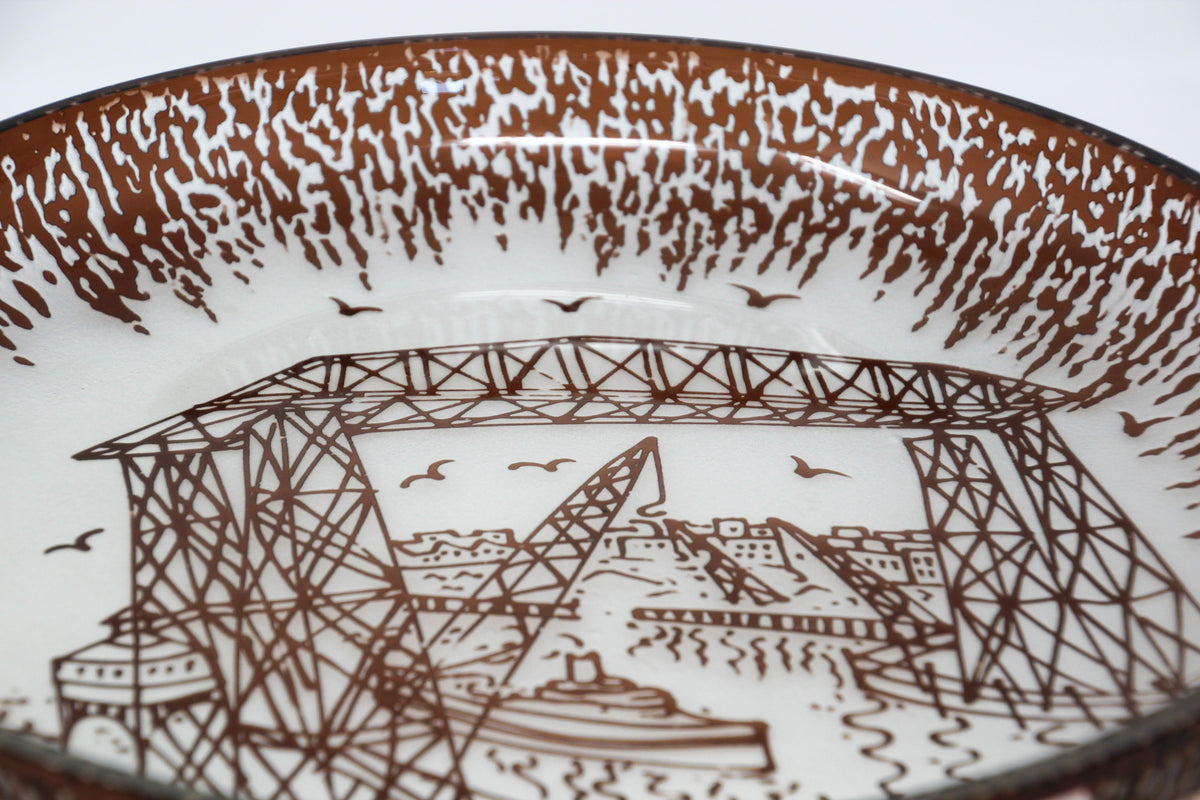 Querandi Hand Graved Art Glass Plate Bauhaus Industrial Style — additional view 17