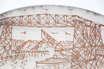 Querandi Hand Graved Art Glass Plate Bauhaus Industrial Style — additional view 19