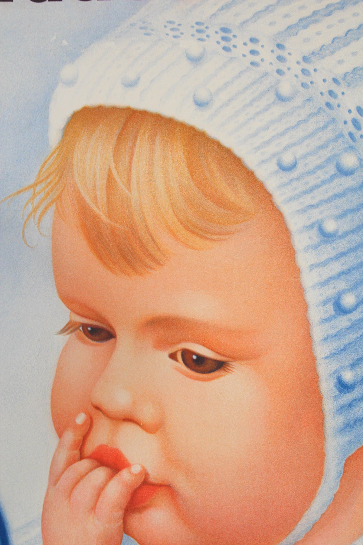 Swiss Schaffhauser Wolle Wool Yarn Knitting 1934 Baby Blue Vintage Poster — additional view 10