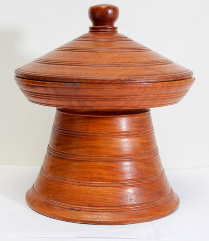 Asian Burmese Carved Wood Temple Offering Lidded Box — additional view 2