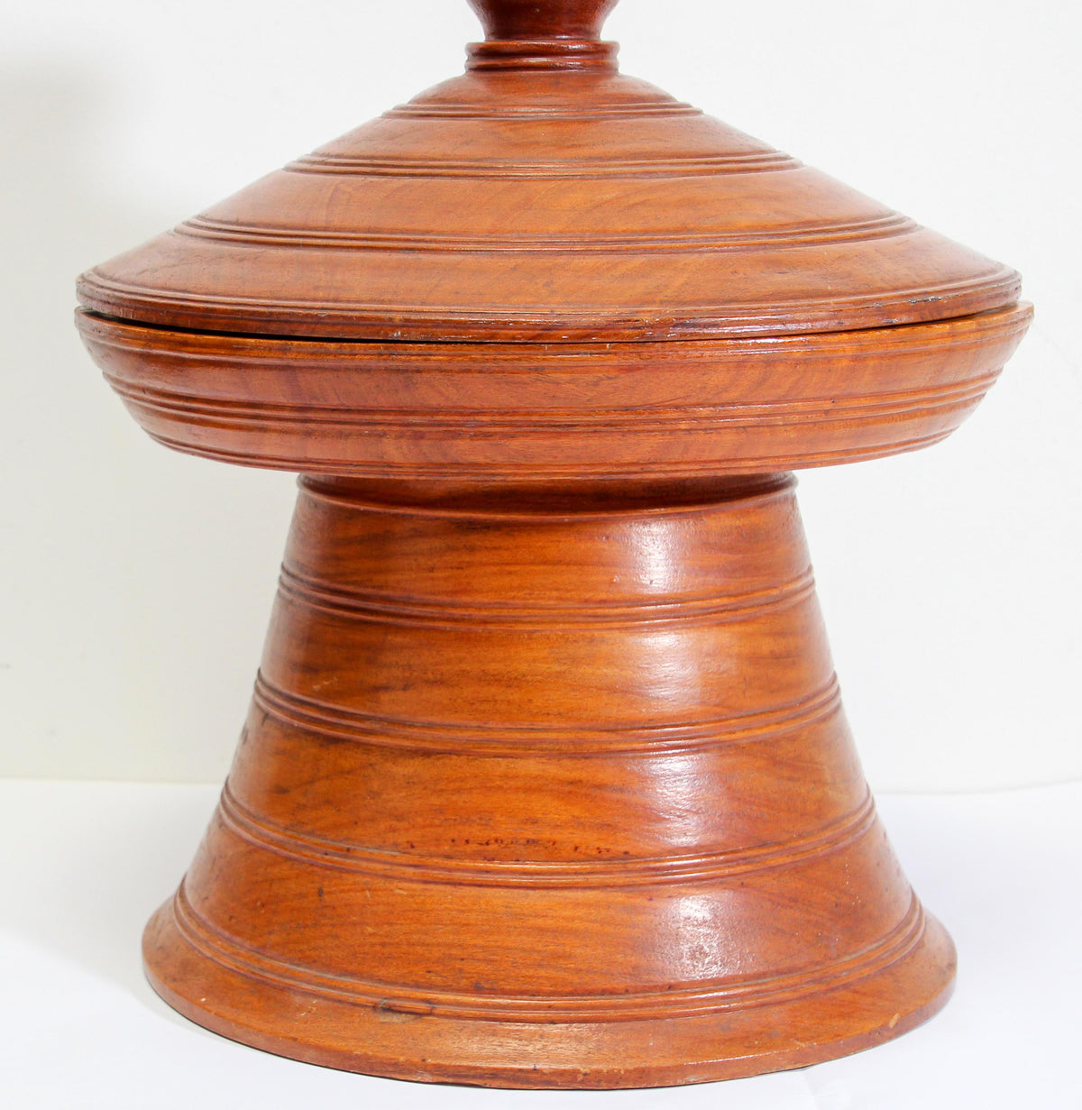 Asian Burmese Carved Wood Temple Offering Lidded Box — additional view 3