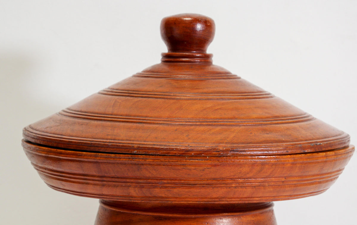 Asian Burmese Carved Wood Temple Offering Lidded Box — additional view 5