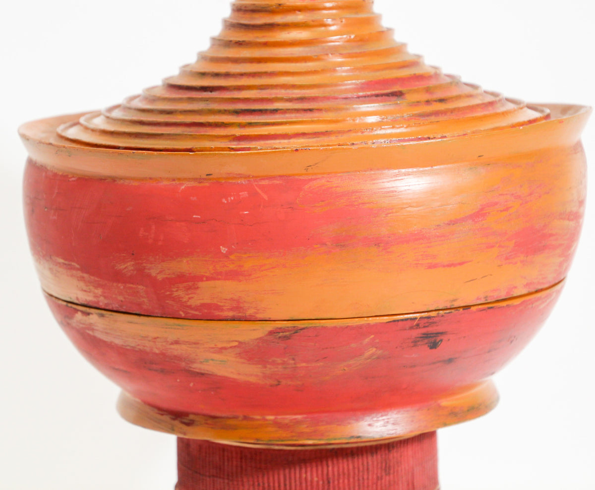 Burmese Red Lacquered Temple Offering Box, Carved Bamboo, 1940 — additional view 10