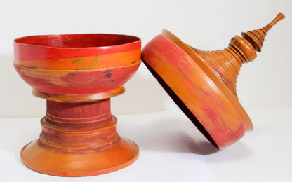 Burmese Red Lacquered Temple Offering Box, Carved Bamboo, 1940 — additional view 11