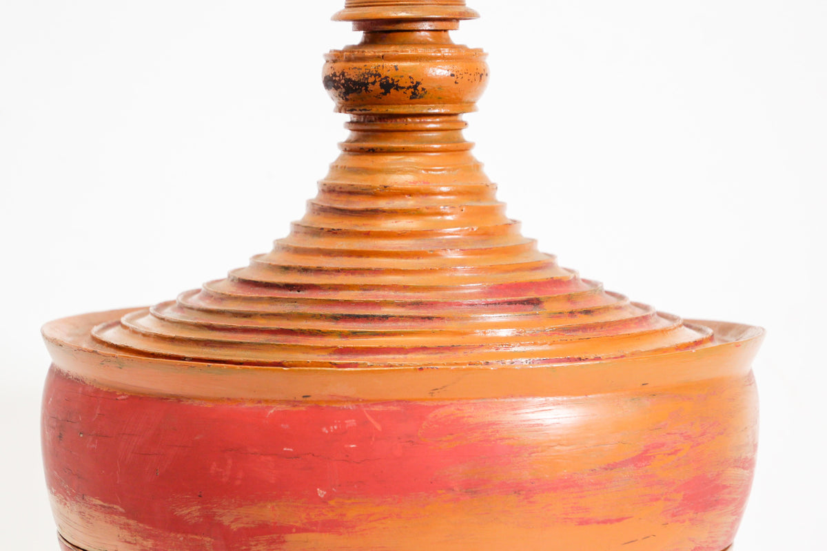 Burmese Red Lacquered Temple Offering Box, Carved Bamboo, 1940 — additional view 7