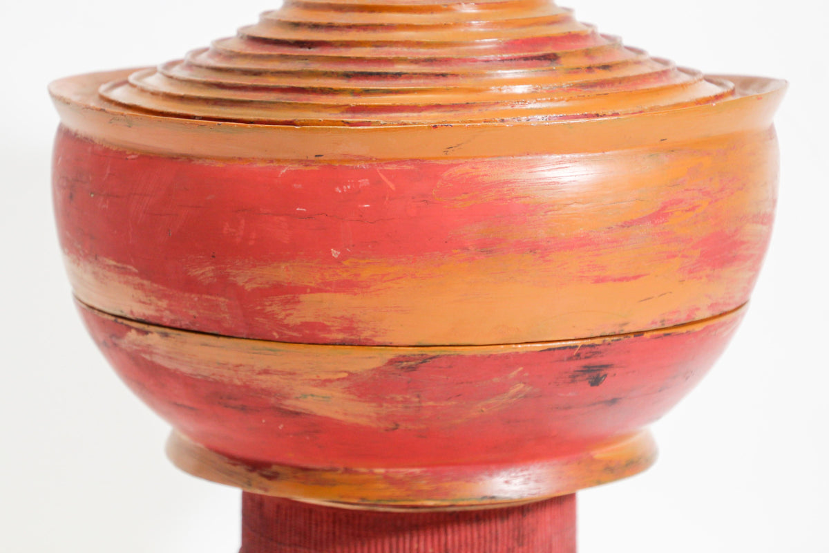 Burmese Red Lacquered Temple Offering Box, Carved Bamboo, 1940 — additional view 8