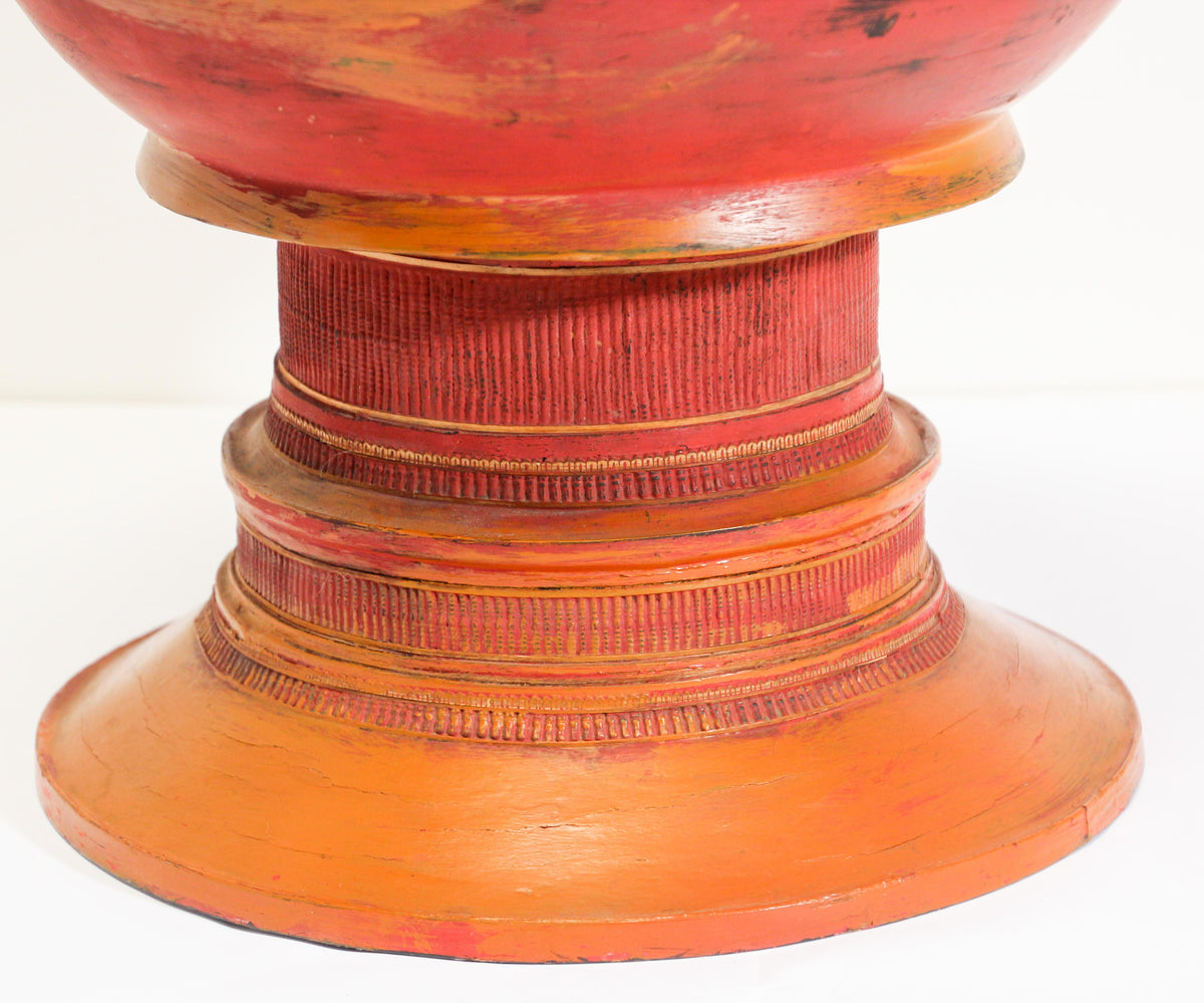 Burmese Red Lacquered Temple Offering Box, Carved Bamboo, 1940 — additional view 9