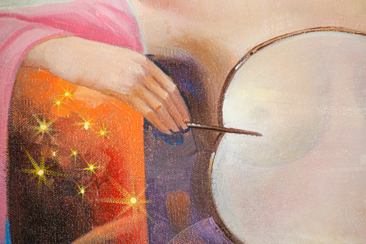 Moon Goddess Oil Painting on Canvas, Modern, Signed, Late 20th Century — additional view 6