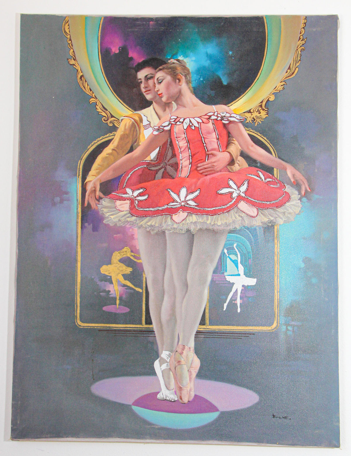 Mid-20th Century Signed Oil Painting of Classical Ballet Dancers — additional view 11