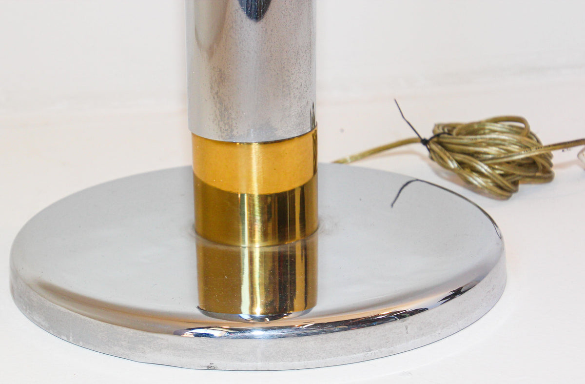 Midcentury Floor Lamp in Chrome and Brass, Italian Design, 1970s — Italy