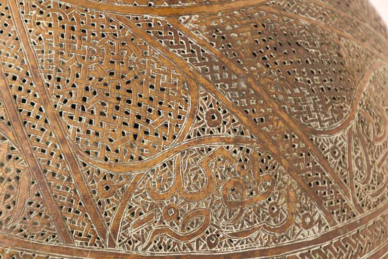 Antique Middle Eastern Oriental Brass Islamic Mughal Floor Lamp 19th C