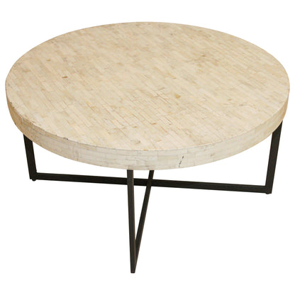 Contemporary Moorish Round Coffee Table with White Bone Inlay — Asia