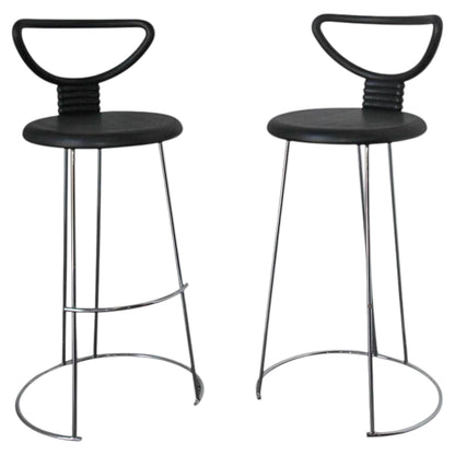 Nobu Tanigawa "Nardis" Black Bar Stools with Back for Fasem Italy, Set of Two — Italy