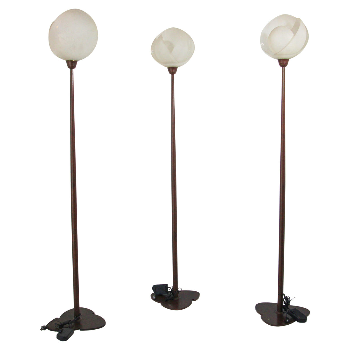 Metal Floor Lamp with Murano Glass Frosted Shade by Relco Milano, Italy, 1980s — Italy