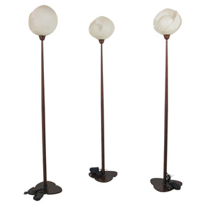 Metal Floor Lamp with Murano Glass Frosted Shade by Relco Milano, Italy, 1980s
