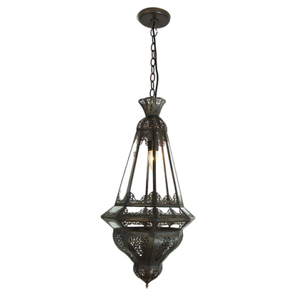 Moorish Hanging Lantern, Clear Glass & Metal, Morocco — Morocco