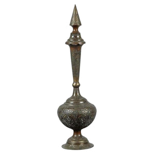 19th Century Indo-Persian Copper Urn with Handcrafted Floral Design