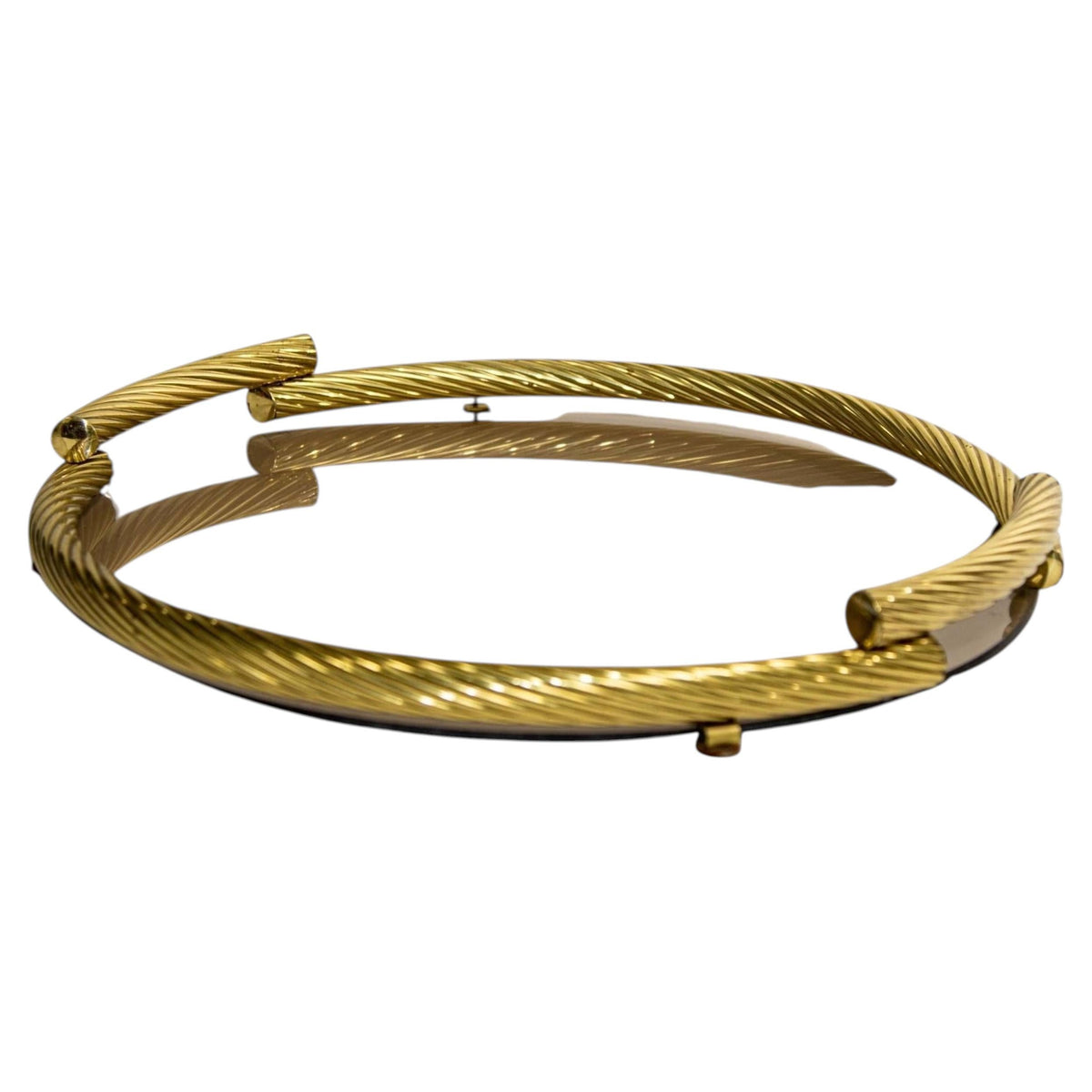 Dimart Brass Italian Round Tray with Smoked Glass 1980s — main image