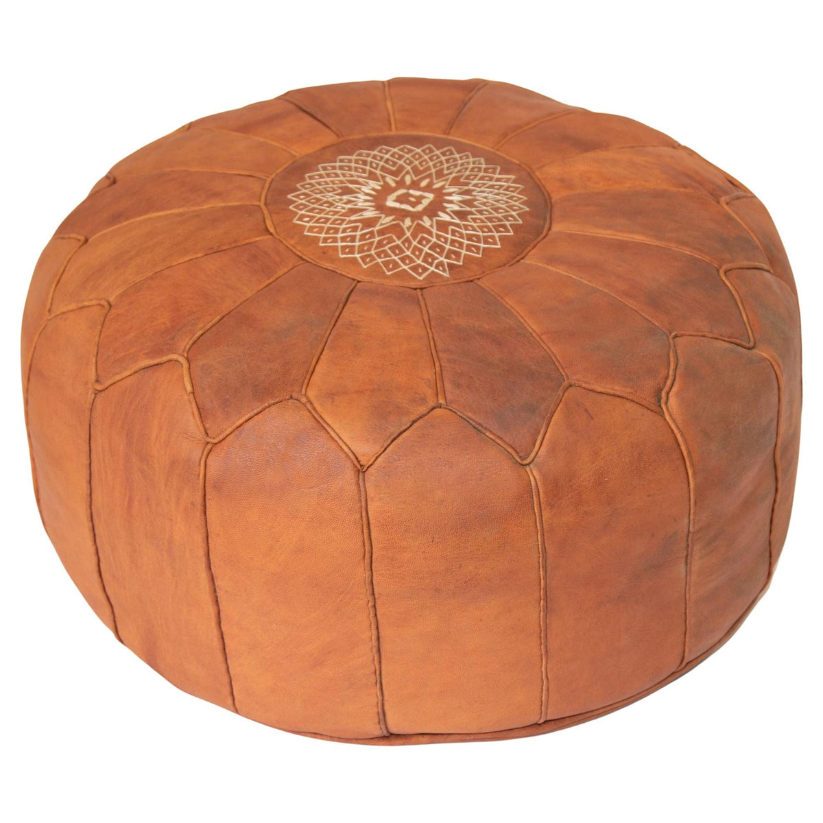 Handcrafted Vintage Moroccan Leather Pouf with Moorish Design — additional view 9