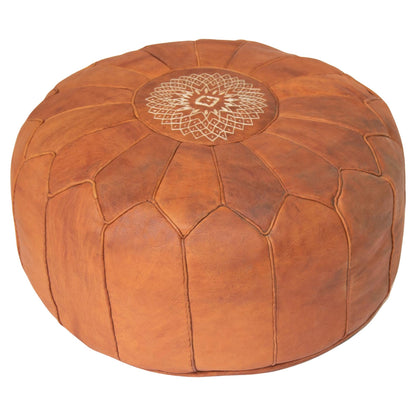 Handcrafted Vintage Moroccan Leather Pouf with Moorish Design — additional view 9
