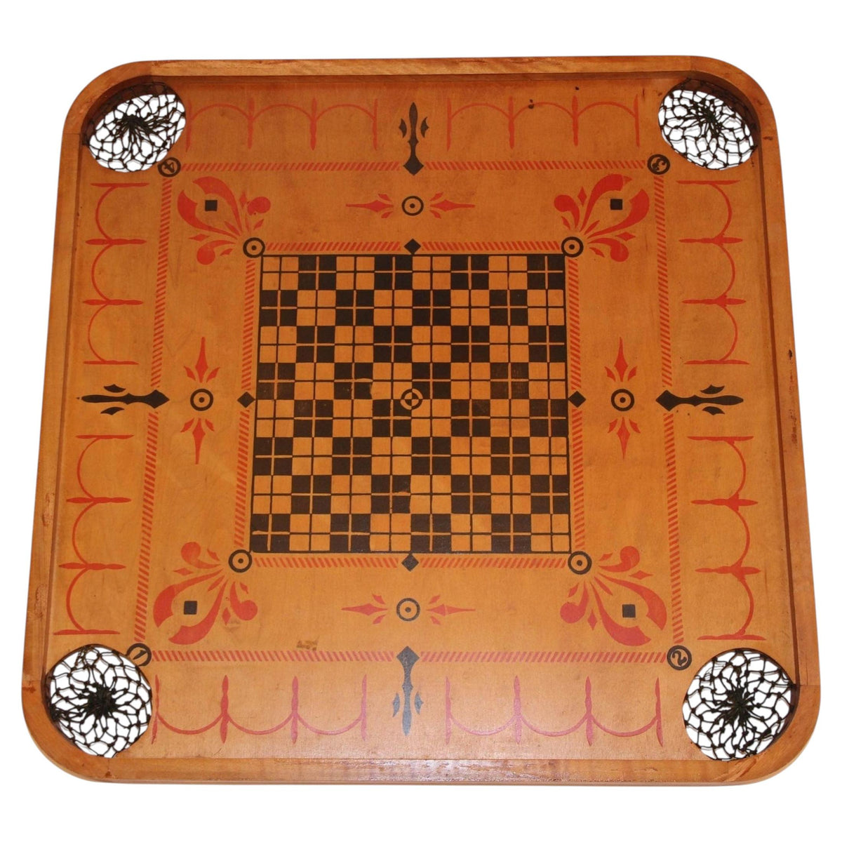 Antique Carrom Large Wooden Game Board Double-Sided No. 1 Archarena Style 'E' — main image