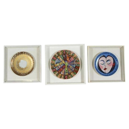 Set of 3 Framed Porcelain Plates, Modern, Signed, German, 1980s — additional view 2