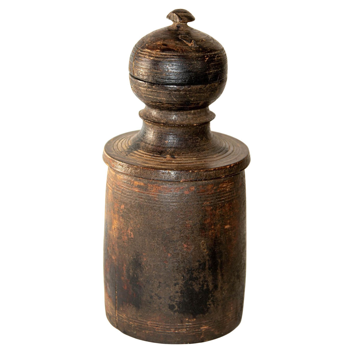 Antique Tekhi Wooden Pot from Nepal, Hand-Carved Hardwood, 1900s — additional view 4
