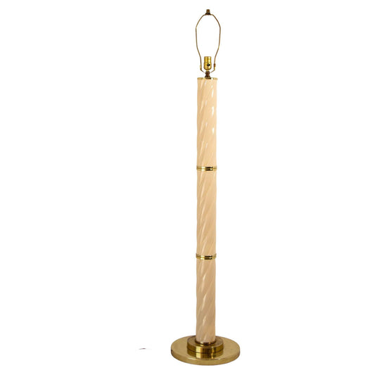 Tomasso Barbi Style Floor Lamp White Ceramic and Brass, 1970s — Italy