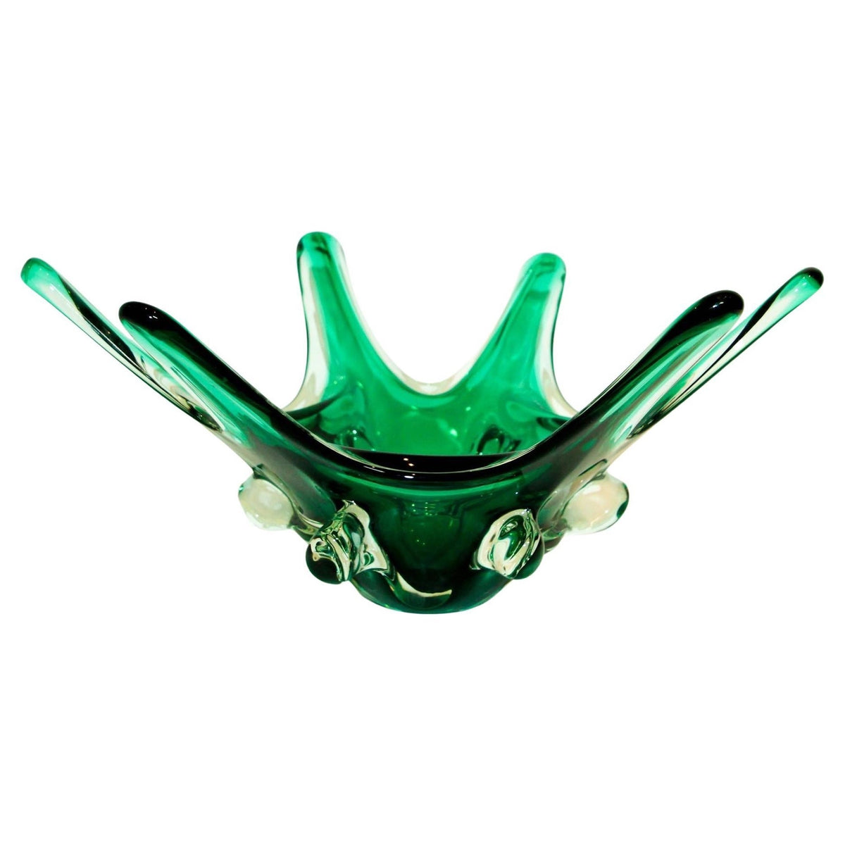 Murano Italian Art Glass Bowl Emerald Green Large Centerpiece circa 1950 — additional view 20