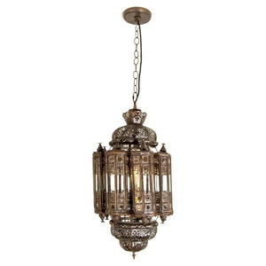 Vintage Moroccan Lantern Mamounia Clear Glass Hand-Crafted Ceiling Light Fixture