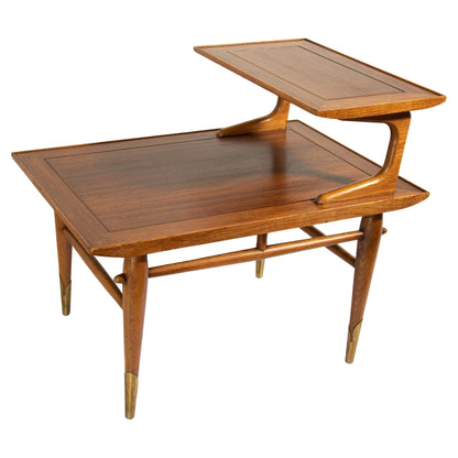 Mid Century Modern Two Tier Walnut End Table by Lane Furniture, 1957 — United States