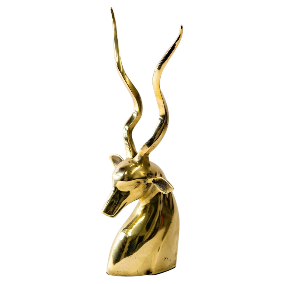 Art Deco Style Brass Antelope Gazelle Bust Sculpture — main image